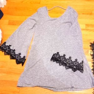 Tunic dress with bell sleeves